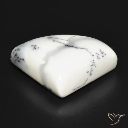Dendritic Agate Gemstone in 25 x 18 mm (calibrated) Size for Sale, Dendritic Agate Stone in White with Black Color