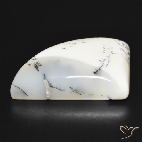 Dendritic Agate Gemstone in 30 x 22 mm (calibrated) Size for Sale, Dendritic Agate Stone in White with Black Color