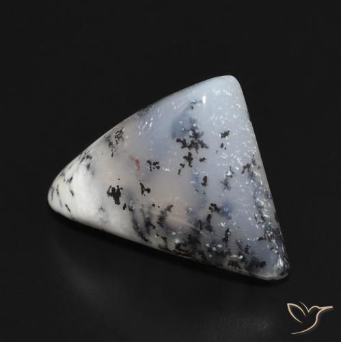 9.33 ct White Dendritic Agate Stone, Natural Dendritic Agate in Fancy Cabochon Shape for Sale