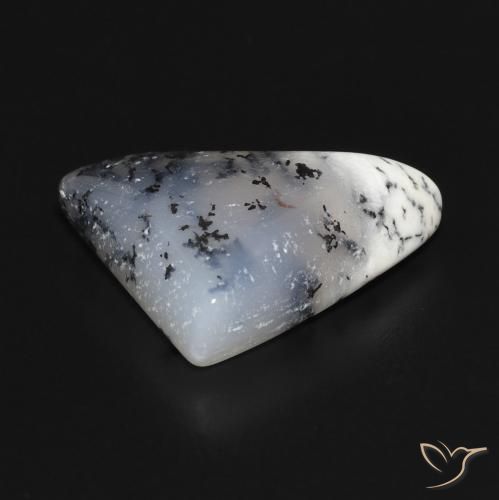 Dendritic Agate Gemstone in 19.4 x 13.6 mm Size for Sale, Dendritic Agate Stone in White with Black Color