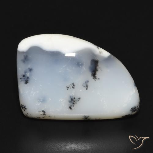 12.20ct Natural White with Black Dendritic Agate, Fancy, Opaque