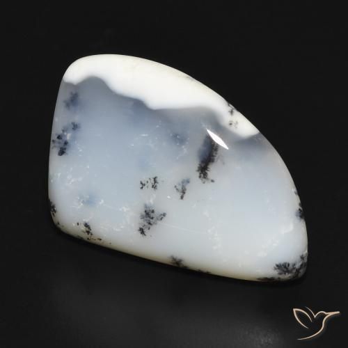 12.20 ct White Dendritic Agate Stone, Natural Dendritic Agate in Fancy Cabochon Shape for Sale