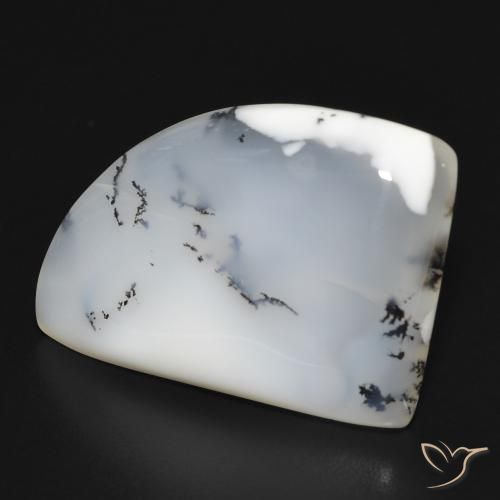 17.05 ct White Dendritic Agate Stone, Natural Dendritic Agate in Fancy Cabochon Shape for Sale