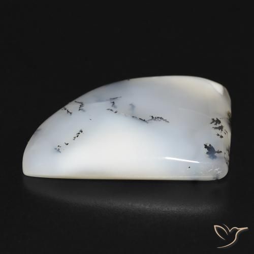 Dendritic Agate Gemstone in 23.2 x 17.1 mm Size for Sale, Dendritic Agate Stone in White with Black Color