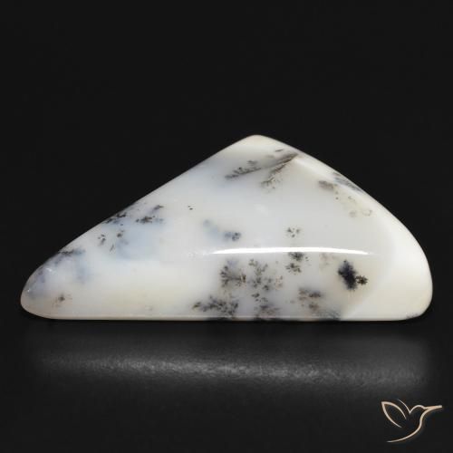 Dendritic Agate Gemstone in 33.5 x 20.8 mm Size for Sale, Dendritic Agate Stone in White with Black Color