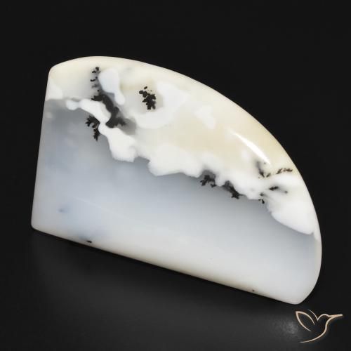 21.77 ct White Dendritic Agate Stone, Natural Dendritic Agate in Fancy Cabochon Shape for Sale