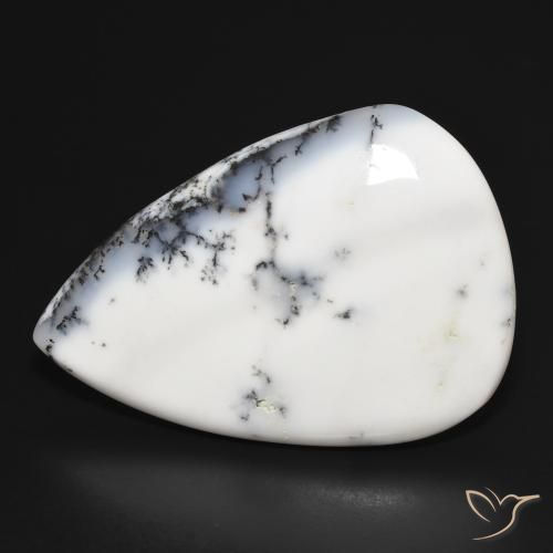 36.87ct Natural White with Black Dendritic Agate, Pear Shape, Opaque