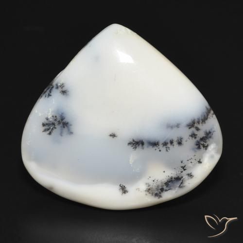 18.86ct Natural White with Black Dendritic Agate, Pear Shape, Opaque