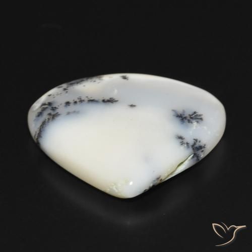 Dendritic Agate Gemstone in 23.5 x 21.8 mm Size for Sale, Dendritic Agate Stone in White with Black Color