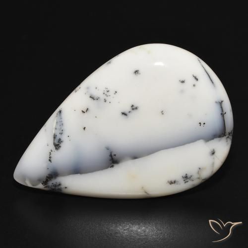 23.09 ct Pear Dendritic Agate, 31.4 x 21 mm From India, Photo A