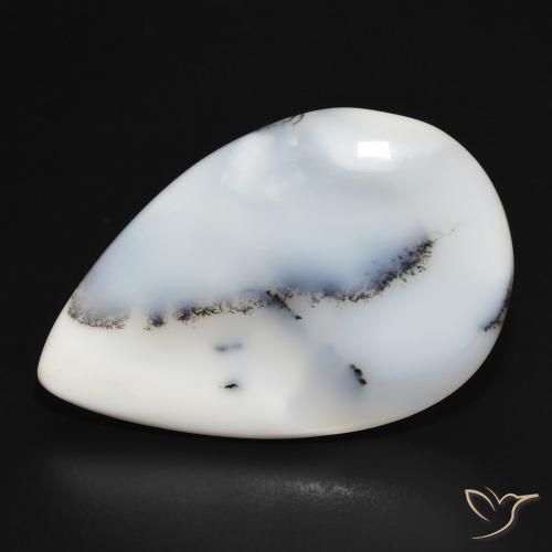 26.36 ct Pear Dendritic Agate, 31.8 x 20.6 mm From India, Photo A