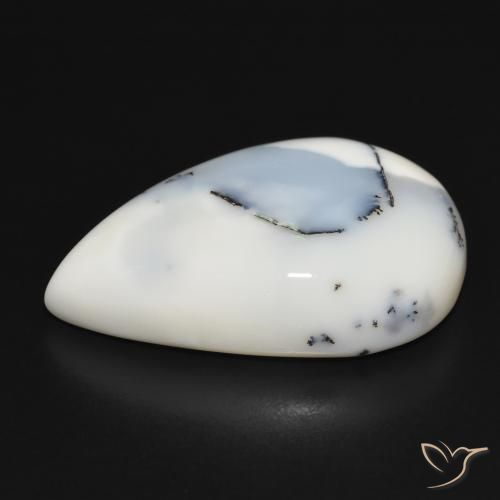 Dendritic Agate Gemstone in 30.9 x 20.8 mm Size for Sale, Dendritic Agate Stone in White with Black Color