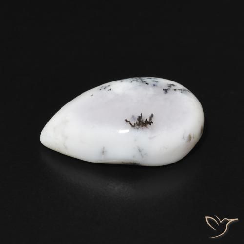 Dendritic Agate Gemstone in 14 x 10 mm (calibrated) Size for Sale, Dendritic Agate Stone in White with Black Color
