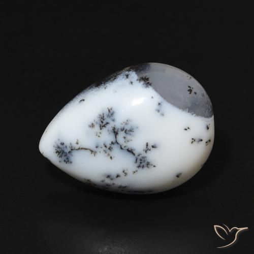 4.57ct Natural Multicolor White Dendritic Agate, Pear Shape, Opaque