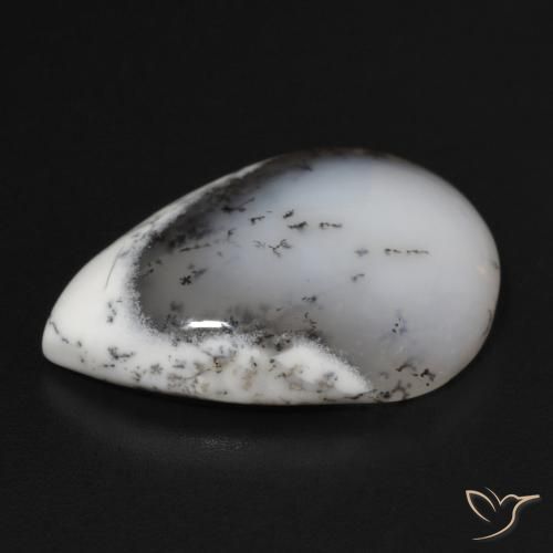 Dendritic Agate Gemstone in 20 x 15 mm (calibrated) Size for Sale, Dendritic Agate Stone in White with Black Color