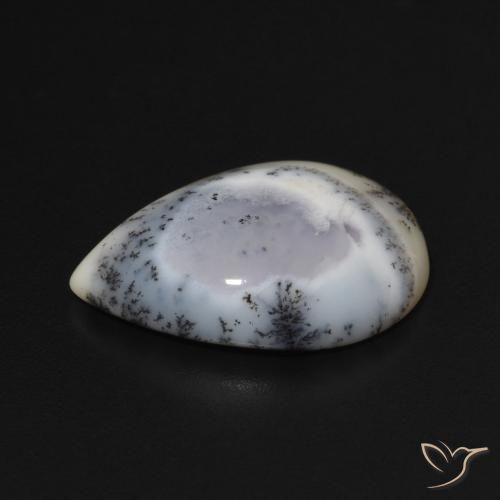 Dendritic Agate Gemstone in 18 x 13 mm (calibrated) Size for Sale, Dendritic Agate Stone in White with Black Color