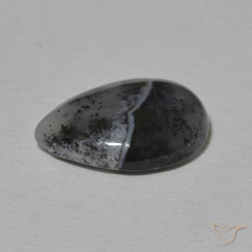 Dendritic Agate Gemstone in 14.2 x 10.3 mm Size for Sale, Dendritic Agate Stone in White with Black Color