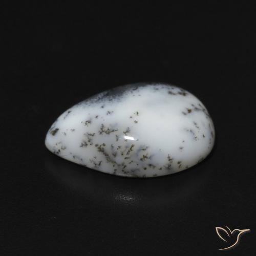 Dendritic Agate Gemstone in 13 x 9 mm (calibrated) Size for Sale, Dendritic Agate Stone in White with Black Color