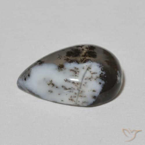 Dendritic Agate Gemstone in 14 x 10 mm (calibrated) Size for Sale, Dendritic Agate Stone in White with Black Color