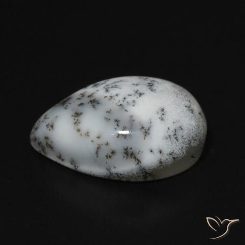 Dendritic Agate Gemstone in 14 x 10 mm (calibrated) Size for Sale, Dendritic Agate Stone in White with Black Color