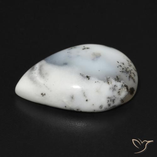Dendritic Agate Gemstone in 18 x 13 mm (calibrated) Size for Sale, Dendritic Agate Stone in White with Black Color