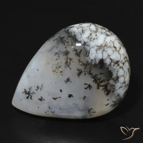 11.07ct Natural White with Black Dendritic Agate, Pear Shape, Opaque