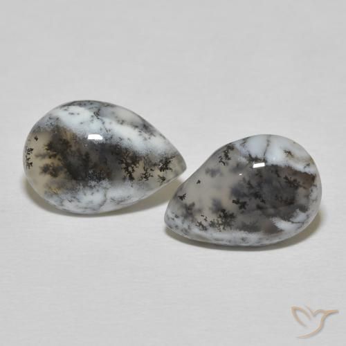 8.57ctw Natural White with Black Dendritic Agate, Pear Shape, Opaque