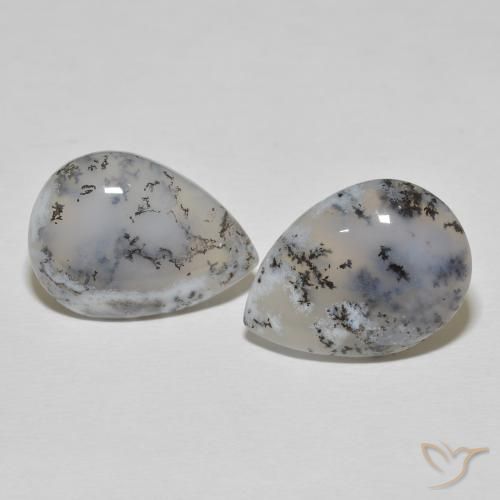 16.57ctw Natural White with Black Dendritic Agate, Pear Shape, Opaque
