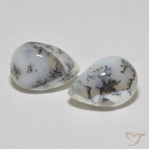 10.81ctw Natural White with Black Dendritic Agate, Pear Shape, Opaque