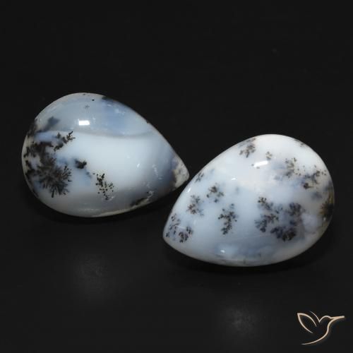 20.01ctw Natural White with Black Dendritic Agate, Pear Shape, Opaque
