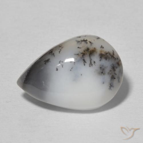 4.87ct Natural Multicolor White Dendritic Agate, Pear Shape, Opaque