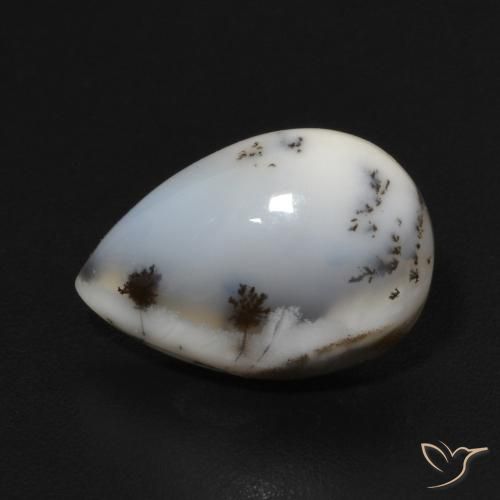 3.72ct Natural Multicolor White Dendritic Agate, Pear Shape, Opaque