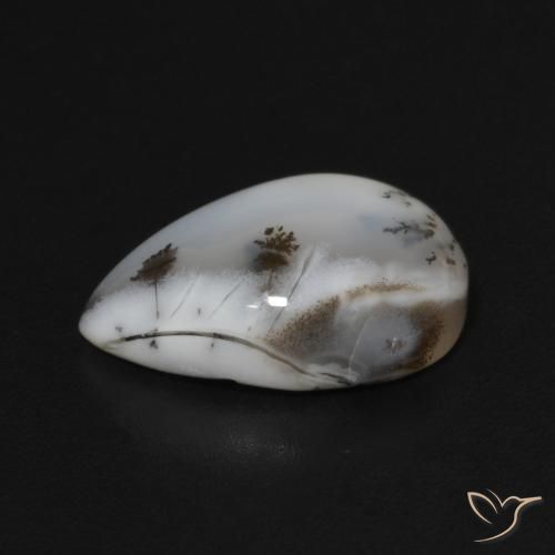 Dendritic Agate Gemstone in 13 x 9 mm (calibrated) Size for Sale, Dendritic Agate Stone in Multicolor White Color