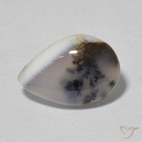 3.65ct Natural Multicolor White Dendritic Agate, Pear Shape, Opaque