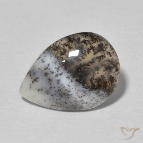 3.32ct Natural Multicolor White Dendritic Agate, Pear Shape, Opaque