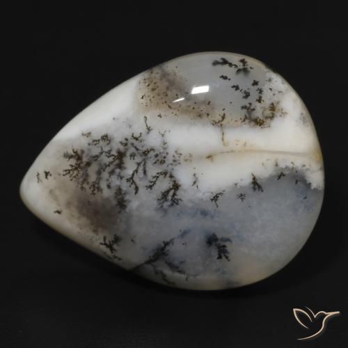 11.49ct Natural Multicolor White Dendritic Agate, Pear Shape, Opaque