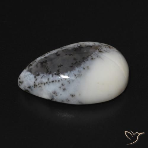 Dendritic Agate Gemstone in 16 x 12 mm (calibrated) Size for Sale, Dendritic Agate Stone in White with Black Color