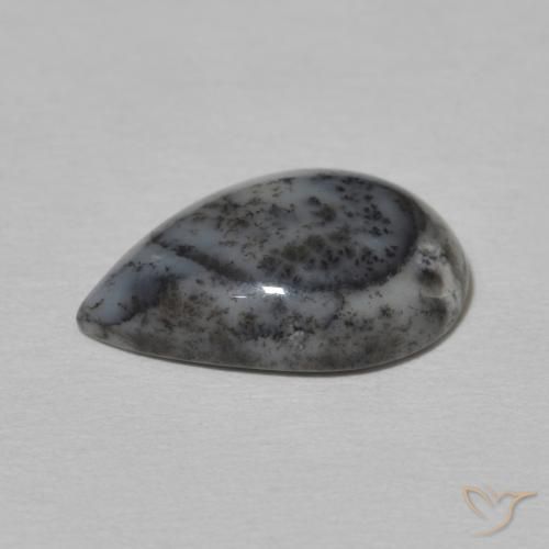 Dendritic Agate Gemstone in 14 x 10 mm (calibrated) Size for Sale, Dendritic Agate Stone in White with Black Color