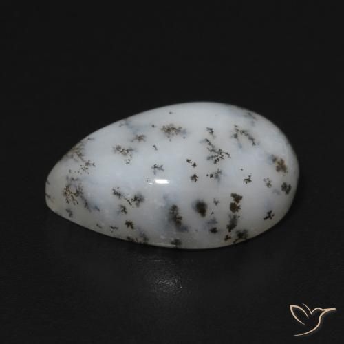 Dendritic Agate Gemstone in 15 x 10 mm (calibrated) Size for Sale, Dendritic Agate Stone in White with Black Color