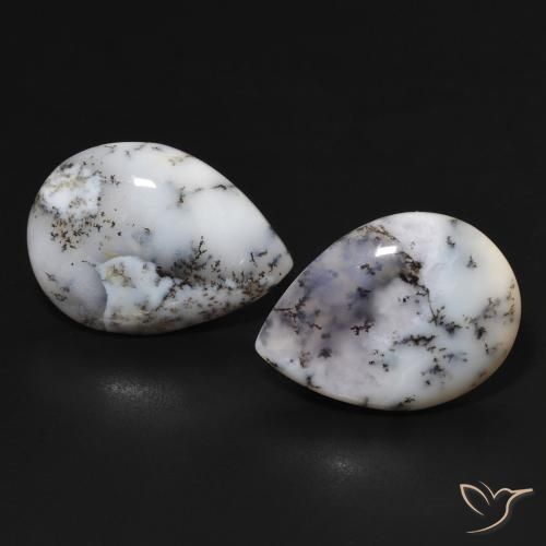13.84ctw Natural Multicolor White Dendritic Agate, Pear Shape, Opaque