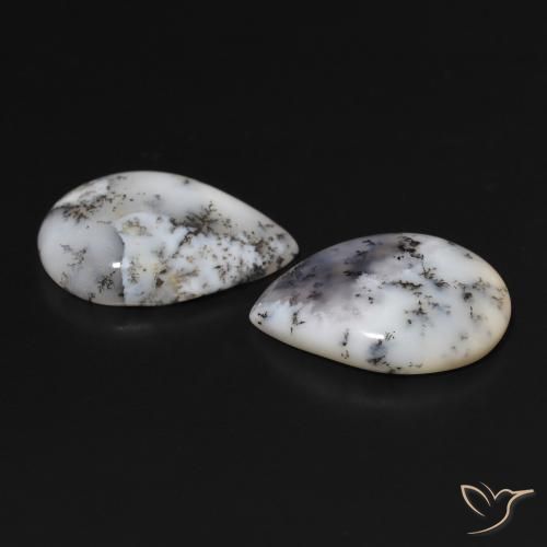 Dendritic Agate Gemstones in 18 x 13 mm (calibrated) Size for Sale, Dendritic Agate Stones in Multicolor White Color