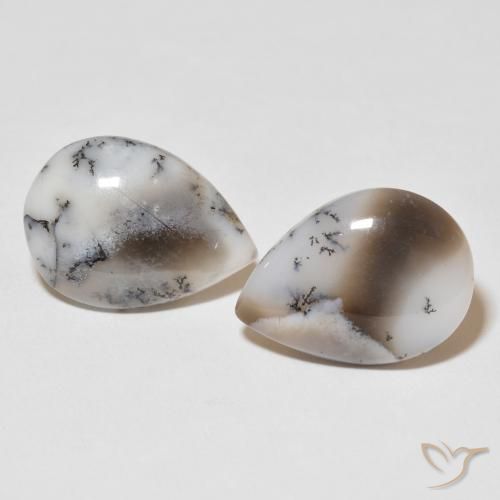 15.43ctw Natural White with Black Dendritic Agate, Pear Shape, Opaque
