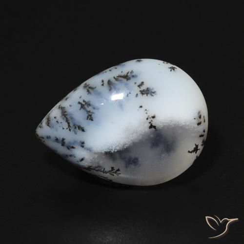 3.60ct Natural Multicolor White Dendritic Agate, Pear Shape, Opaque