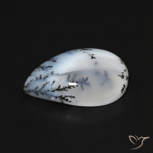 Dendritic Agate Gemstone in 14 x 10 mm (calibrated) Size for Sale, Dendritic Agate Stone in Multicolor White Color