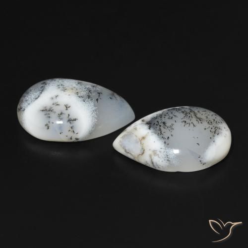 Dendritic Agate Gemstones in 18 x 13 mm (calibrated) Size for Sale, Dendritic Agate Stones in Multicolor White Color
