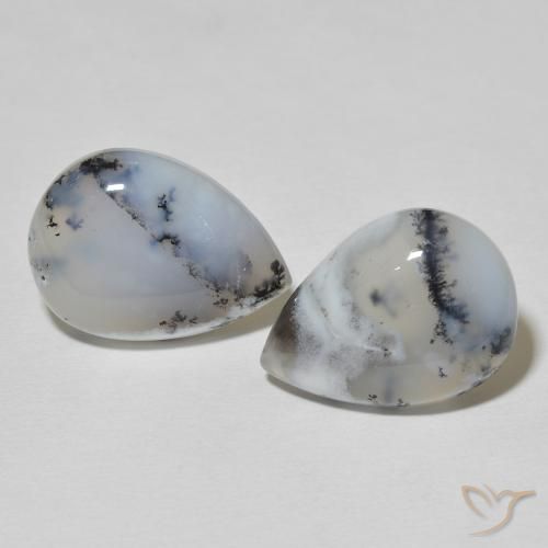 17.55ctw Natural Multicolor White Dendritic Agate, Pear Shape, Opaque