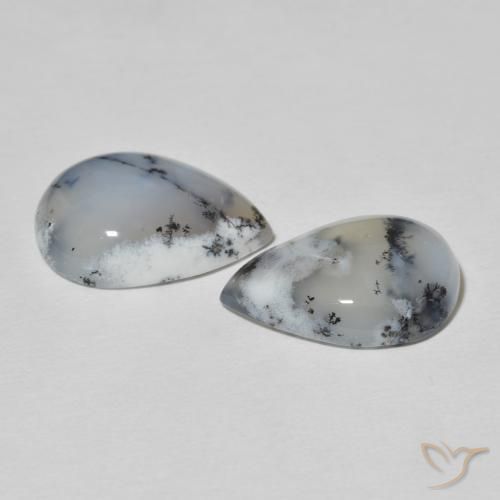 Dendritic Agate Gemstones in 18 x 13 mm (calibrated) Size for Sale, Dendritic Agate Stones in Multicolor White Color