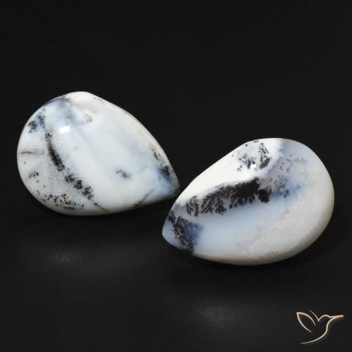 15.54ctw Natural Multicolor White Dendritic Agate, Pear Shape, Opaque