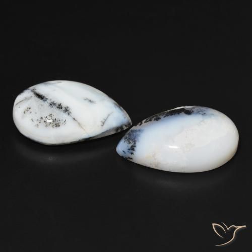 Dendritic Agate Gemstones in 18 x 13 mm (calibrated) Size for Sale, Dendritic Agate Stones in Multicolor White Color