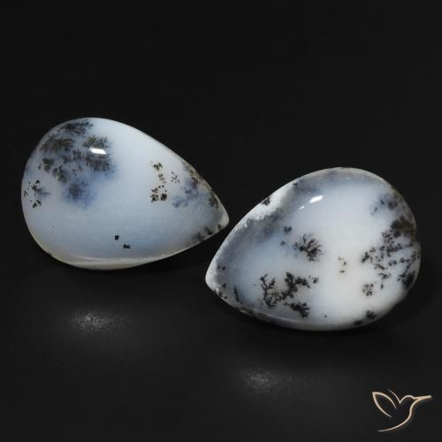 22.95ctw Natural White with Black Dendritic Agate, Pear Shape, Opaque